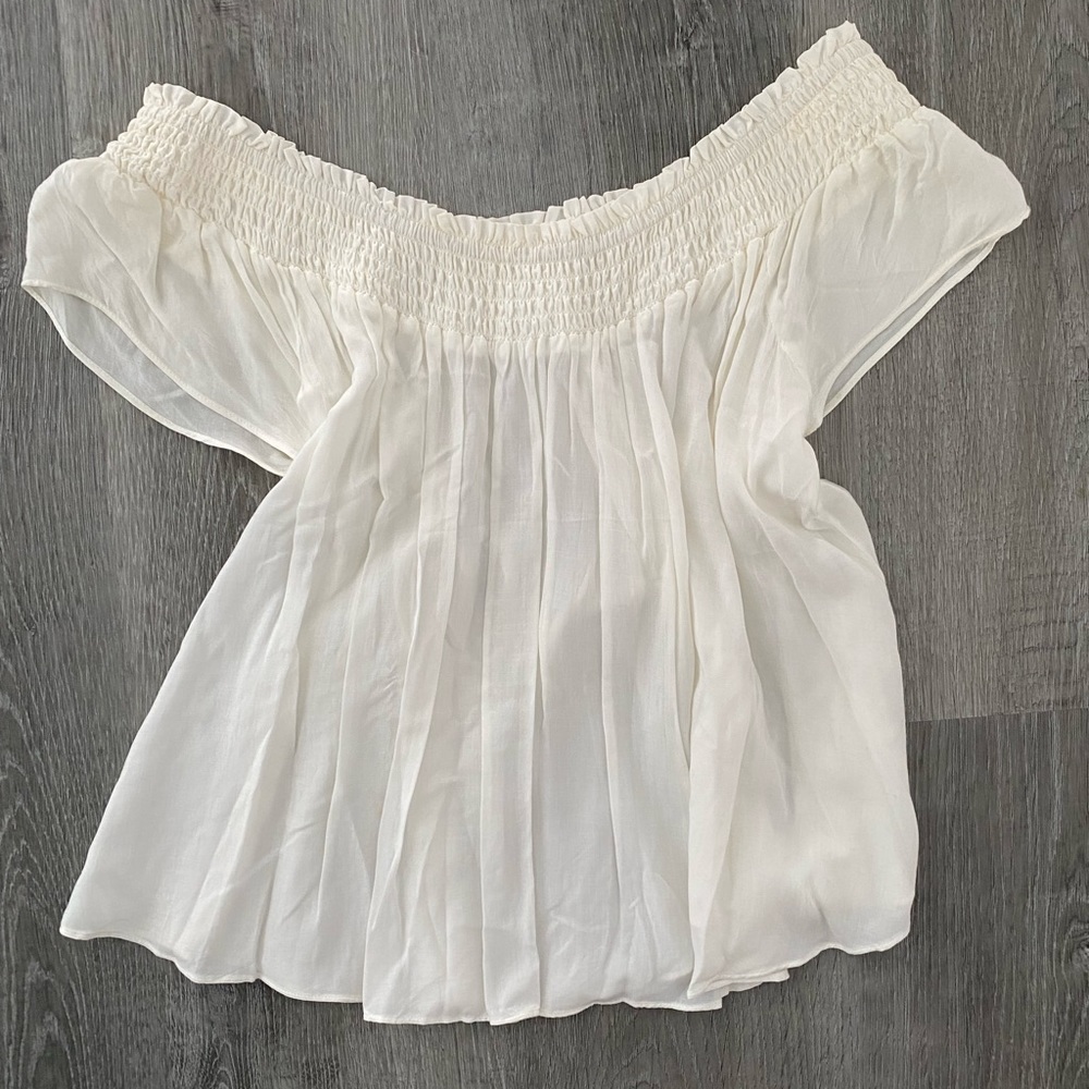 Aritzia off the shoulder cream blouse - Picture 3 of 4